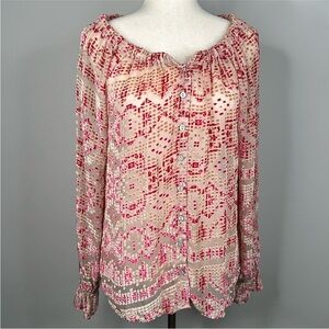 Sundance Red and Pink Textured Burnout Top